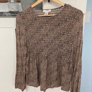 Large Rayon Animal print Babydoll Top with Elastic Gathers around chest